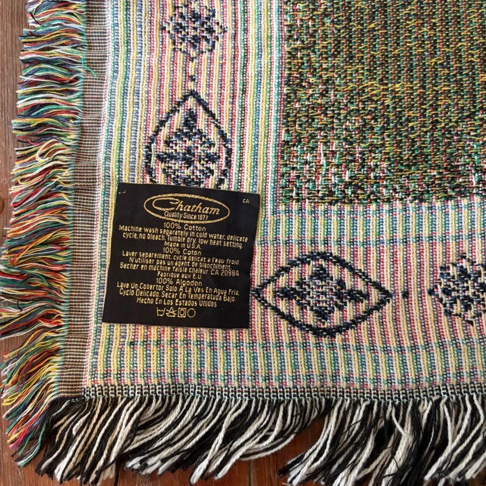 Chatham Woven Cotton Throw Blanket Winter Village Christmas Tapestry USA 50x70